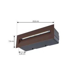 Lucande Terrassebelysning|Væglamper > LED-vægindbygningslampe Loya, 23 x 8 cm, rust, IP54