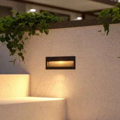 Lucande Terrassebelysning|Væglamper > LED-vægindbygningslampe Loya, 23 x 8 cm, grå, IP54