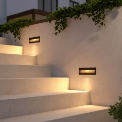 Lucande Terrassebelysning|Væglamper > LED-vægindbygningslampe Loya, 23 x 8 cm, grå, IP54