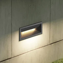 Lucande Terrassebelysning|Væglamper > LED-vægindbygningslampe Jaano, antracit, aluminium, IP65