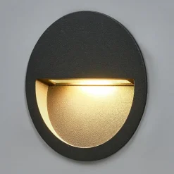 Lucande Terrassebelysning|Væglamper > LED-vægindbygningslampe Loya, Ø 11,5 cm, grå, IP54
