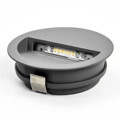 Lucande Terrassebelysning|Væglamper > LED-vægindbygningslampe Loya, Ø 11,5 cm, grå, IP54
