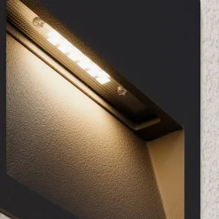 Terrassebelysning|Væglamper ^ Lucande LED-vægindbygningslampe Loya, 11,5x11,5 cm, grå, IP54