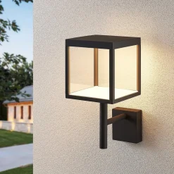 Lucande Væglamper > LED-væglampe Cube, antracit, glas, 37 cm, IP54