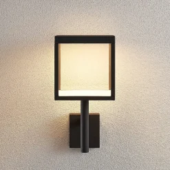 Lucande Væglamper > LED-væglampe Cube, antracit, glas, 37 cm, IP54