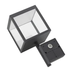 Lucande Væglamper > LED-væglampe Cube, antracit, glas, 37 cm, IP54
