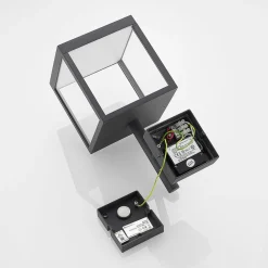 Lucande Væglamper > LED-væglampe Cube, antracit, glas, 37 cm, IP54