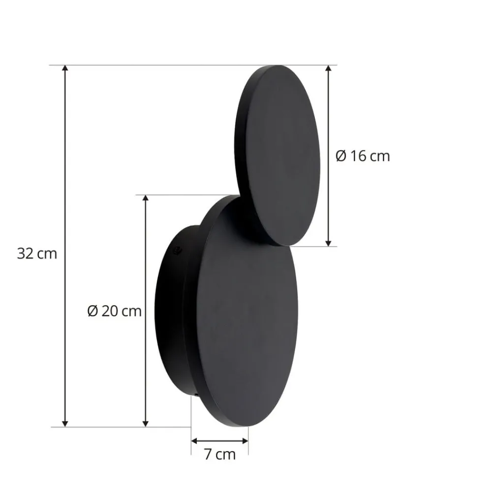 Lucande Gang|Væglamper > LED-væglampe Elrik, sort, 20 cm høj, metal