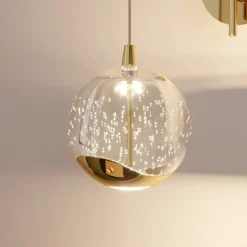 Lucande Pendellamper|Væglamper > LED-væglampe Hayley, guldfarvet, glas, 34 cm høj