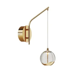 Lucande Pendellamper|Væglamper > LED-væglampe Hayley, guldfarvet, glas, 34 cm høj