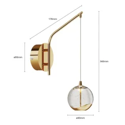 Lucande Pendellamper|Væglamper > LED-væglampe Hayley, guldfarvet, glas, 34 cm høj