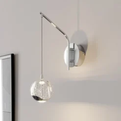 Lucande Væglamper|Væglamper > LED-væglampe Hayley, kromfarvet, glas, højde 34 cm