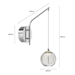Lucande Væglamper|Væglamper > LED-væglampe Hayley, kromfarvet, glas, højde 34 cm