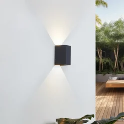 Terrassebelysning|Væglamper ^ Lucande LED-væglampe Kimian, højde 17 cm, antracit, IP54