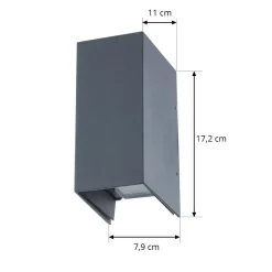 Terrassebelysning|Væglamper ^ Lucande LED-væglampe Kimian, højde 17 cm, antracit, IP54