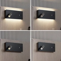 Lucande Væglamper > LED-væglampe Kimo, 32 cm, sort, aluminium, USB