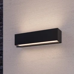 Væglamper ^ Lucande LED-væglampe Lengo, 25 cm antracit, op/ned 3000K
