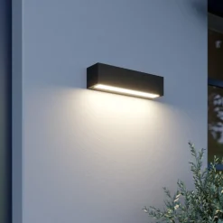 Lucande Terrassebelysning|Væglamper > LED-væglampe Lengo, 25 cm, antracit, down, 3000K