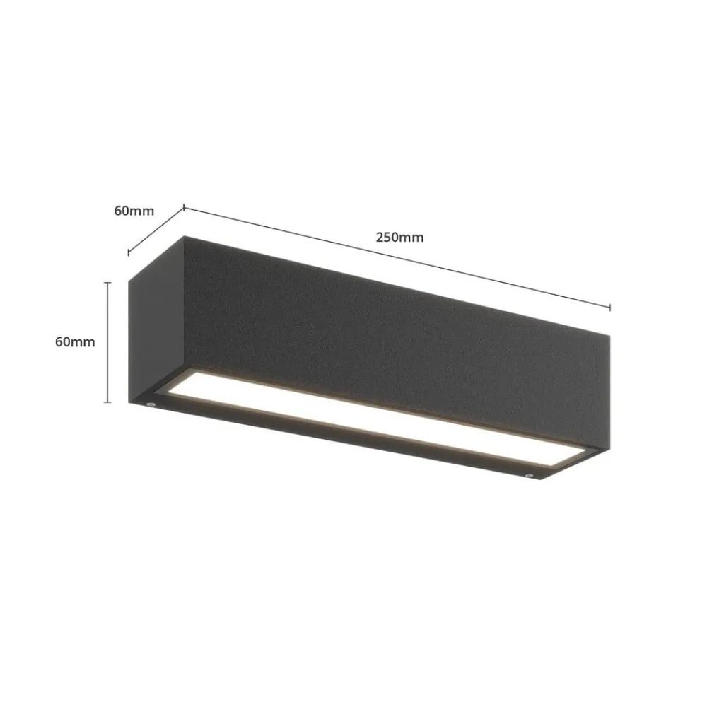 Lucande Terrassebelysning|Væglamper > LED-væglampe Lengo, 25 cm, antracit, down, 3000K