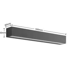Terrassebelysning ^ Lucande LED-væglampe Lengo, 50 cm, antracit, ned, 3.000K