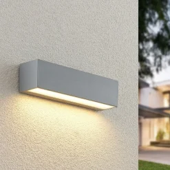 Lucande Terrassebelysning|Væglamper > LED-væglampe Lengo, 25 cm, sølv, 1 lyskilde, IP65
