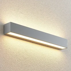 Lucande Terrassebelysning|Væglamper > LED-væglampe Lengo, 50 cm, sølv, 2 lyskilder, IP65