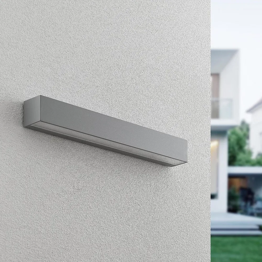 Lucande Terrassebelysning|Væglamper > LED-væglampe Lengo, 50 cm, sølv, 2 lyskilder, IP65