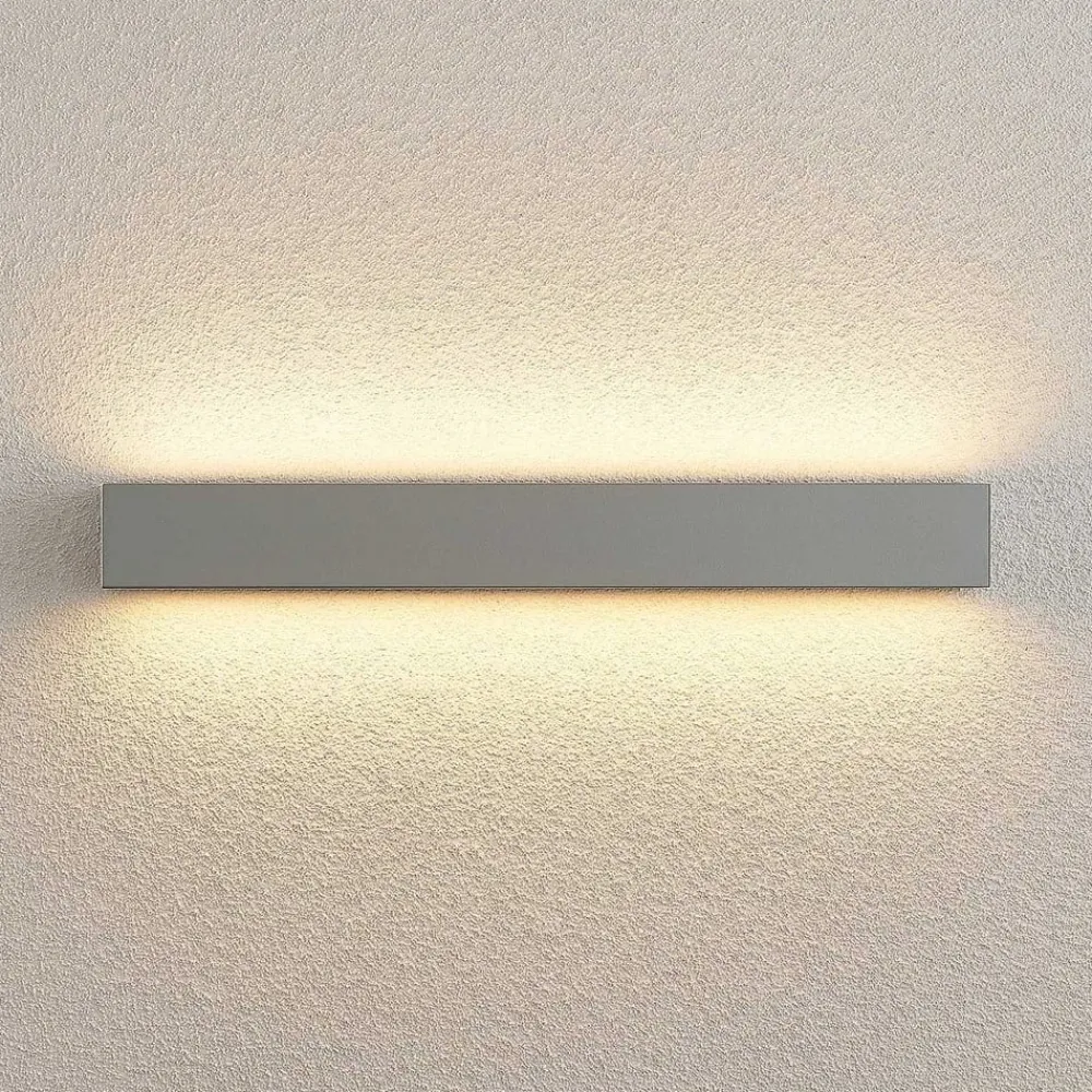 Lucande Terrassebelysning|Væglamper > LED-væglampe Lengo, 50 cm, sølv, 2 lyskilder, IP65