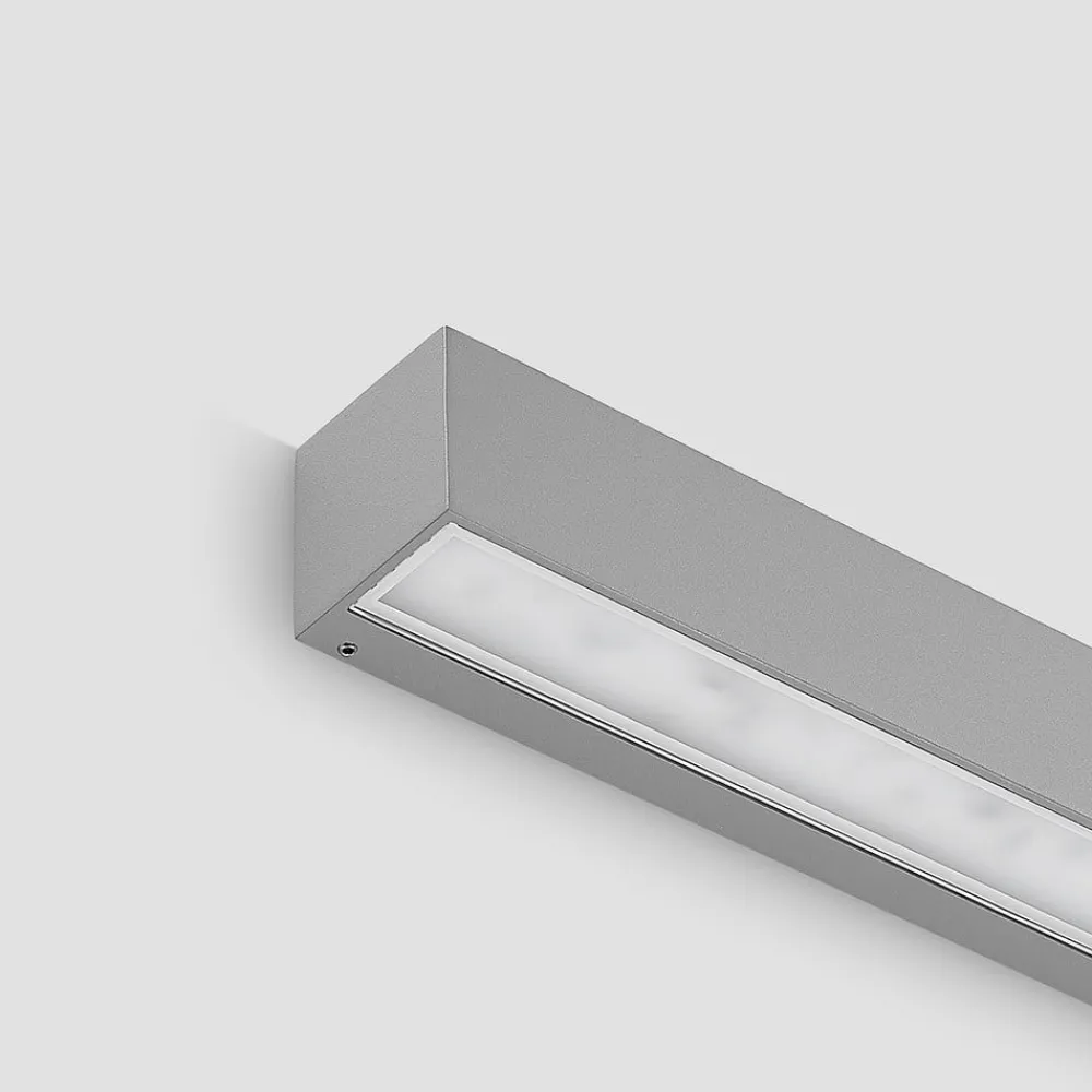 Lucande Terrassebelysning|Væglamper > LED-væglampe Lengo, 50 cm, sølv, 2 lyskilder, IP65
