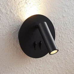 Lucande Væglamper|Væglamper > LED-væglampe Magya, sort 2 lyskilder, rund