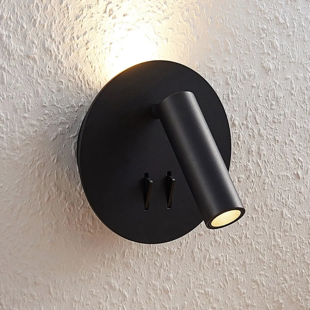 Lucande Væglamper|Væglamper > LED-væglampe Magya, sort 2 lyskilder, rund