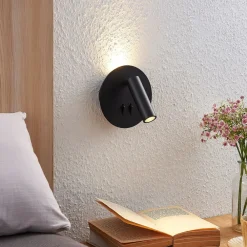 Lucande Væglamper|Væglamper > LED-væglampe Magya, sort 2 lyskilder, rund