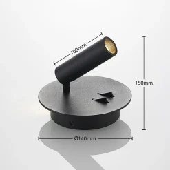 Lucande Væglamper|Væglamper > LED-væglampe Magya, sort 2 lyskilder, rund