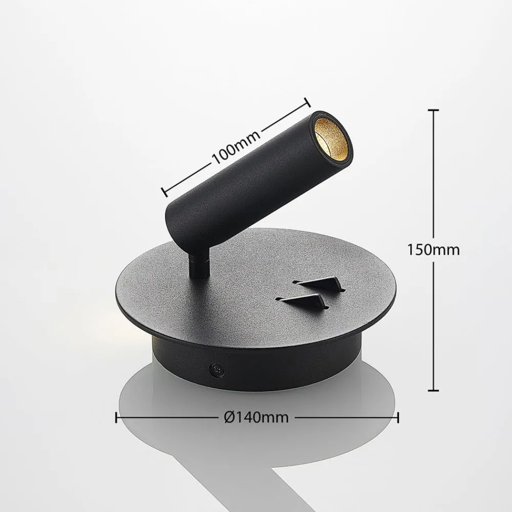 Lucande Væglamper|Væglamper > LED-væglampe Magya, sort 2 lyskilder, rund