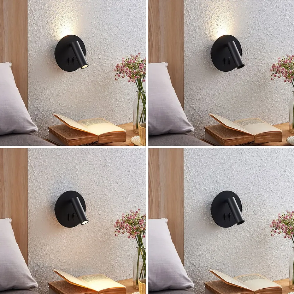 Lucande Væglamper|Væglamper > LED-væglampe Magya, sort 2 lyskilder, rund