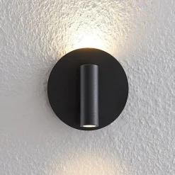 Lucande Væglamper|Væglamper > LED-væglampe Magya, sort 2 lyskilder, rund