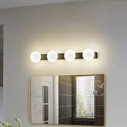 Lucande Væg- Og Spejllamper|Væglamper > LED-væglampe til badeværelset Myrra, sort, glas, 60 cm, IP44