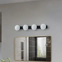 Lucande Væg- Og Spejllamper|Væglamper > LED-væglampe til badeværelset Myrra, sort, glas, 60 cm, IP44