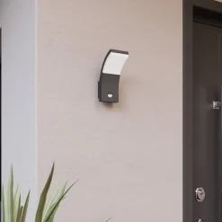 Lucande Væglampe Med Sensor|Terrassebelysning > LED-væglampe Timm, sensor, 20cm, antracit, IP54