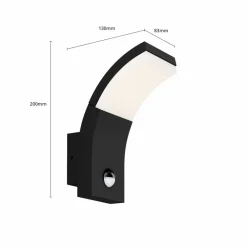 Lucande Væglampe Med Sensor|Terrassebelysning > LED-væglampe Timm, sensor, 20cm, antracit, IP54