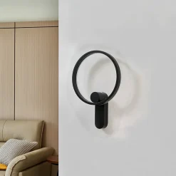 Væglamper ^ Lucande LED-væglampe Yekta, indirekte, sort, dæmpbar