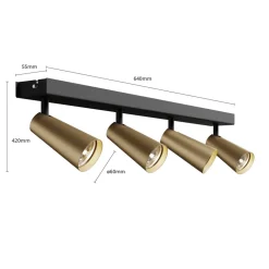 Lucande Gang|Loftlamper > loftlampe Angelina, 4 lyskilder, messing/guld