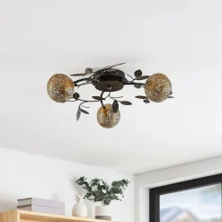 Loftlamper|Loftlamper ^ Lucande loftlampe Evory, Ø 53 cm, 3 lyskilder, sort/guld, G9