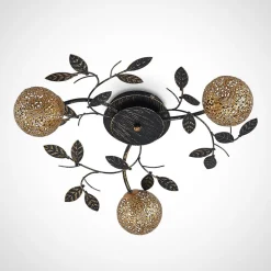 Loftlamper|Loftlamper ^ Lucande loftlampe Evory, Ø 53 cm, 3 lyskilder, sort/guld, G9