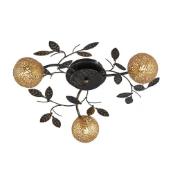 Loftlamper|Loftlamper ^ Lucande loftlampe Evory, Ø 53 cm, 3 lyskilder, sort/guld, G9