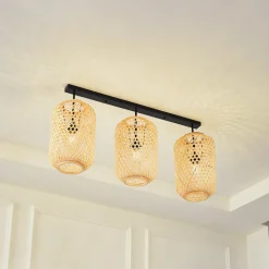 Lucande Loftlamper > loftlampe Jorick, 3 lyskilder, længde 104,5 cm, bambus