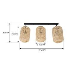 Lucande Loftlamper > loftlampe Jorick, 3 lyskilder, længde 104,5 cm, bambus