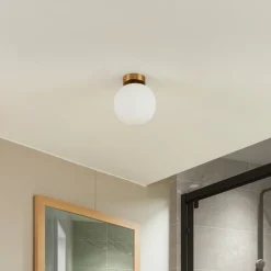 Lucande Loftlamper|Loftlamper > loftslampe Bidolo, messingfarvet, glas, 15 cm, IP44