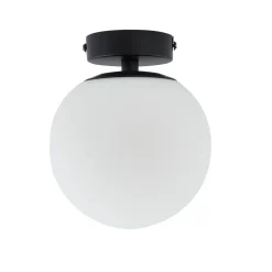 Loftlamper ^ Lucande loftslampe Bidolo, sort, glas, Ø 15 cm, IP44