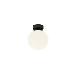 Loftlamper ^ Lucande loftslampe Bidolo, sort, glas, Ø 15 cm, IP44